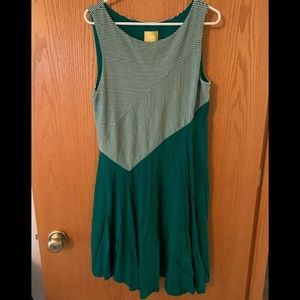 ANTHROPOLOGIE Maeve green striped dress size L